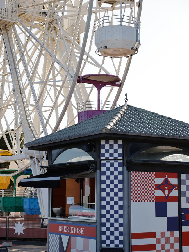 A custom beer kiosk at the Louis Vuitton party at the Tibidabo amusement park in Barcelona.