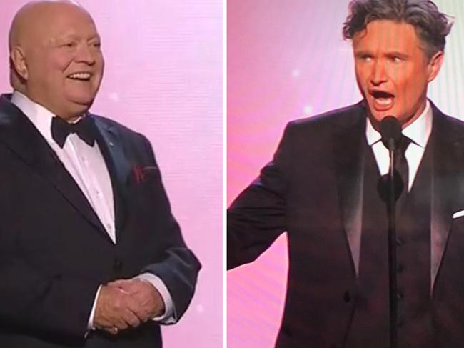 Bert Newton and Dave Hughes during the 2018 Logie Awards. Picture: Supplied