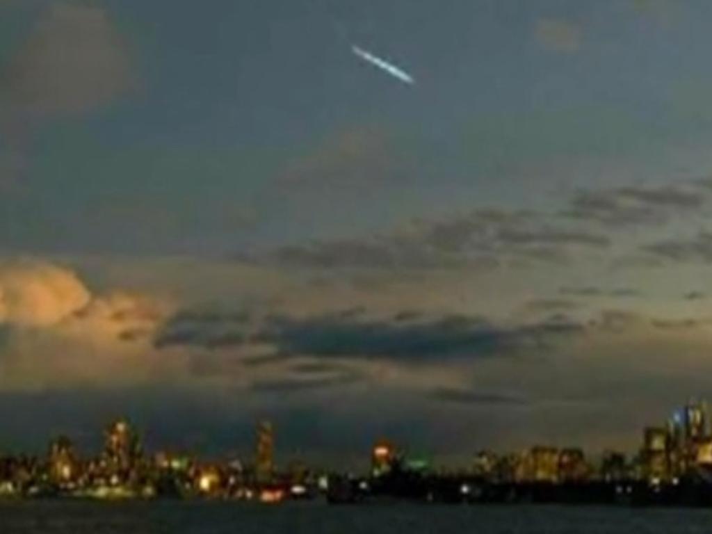 The meteor seen over Sydney on Thursday monring. Picture: Channel 7