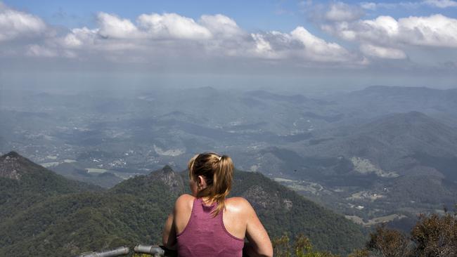 A climber makes it to the top of Mt Warning. Picture: Natalie Grono