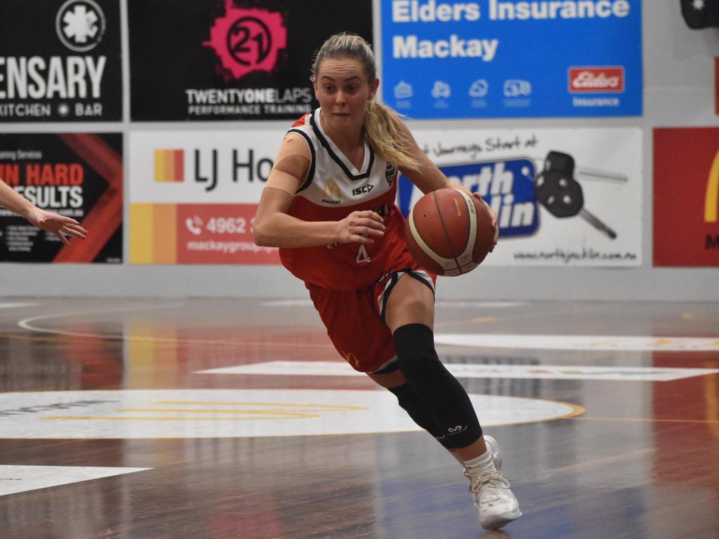 Sara Storeshaw for Mackay Meteorettes against Ipswich Force in the NBL1 North, July 24 2021. Picture: Matthew Forrest