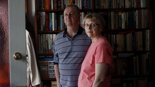 Richard Lawrance and his wife Christine Johnson at their Sydney home on Wednesday. Picture: Nikki Short