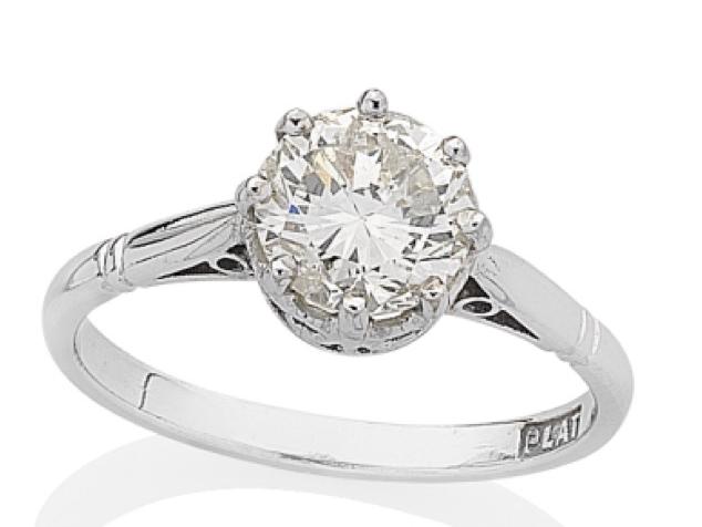 Vintage platinum and diamond ring, 1.51ct brilliant cut diamond $11,750