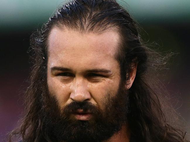 Aaron Woods comes off injured in the clash between the Newcastle Knights and the Tigers at Hunter Stadium. Picture by Peter Lorimer.