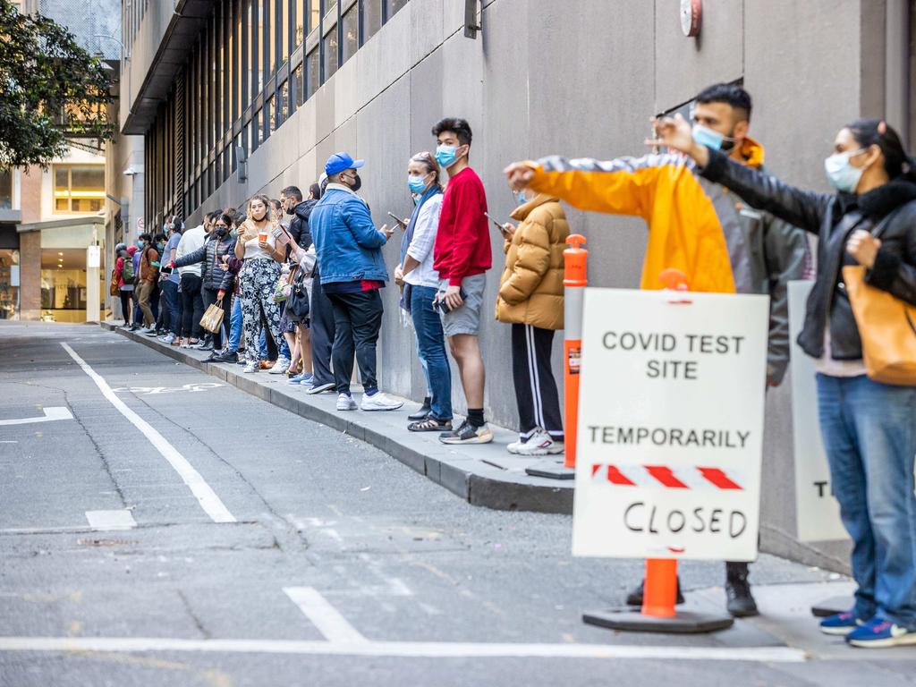 The Covid testing site in Bourke St, in Melbourne’s CBD. Picture: Jake Nowakowski