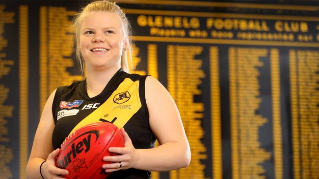 Jessica Waterhouse, a former Adelaide United women's player, has signed with Glenelg for the upcoming SANFLW season. Picture: AAP Image/Dean Martin.