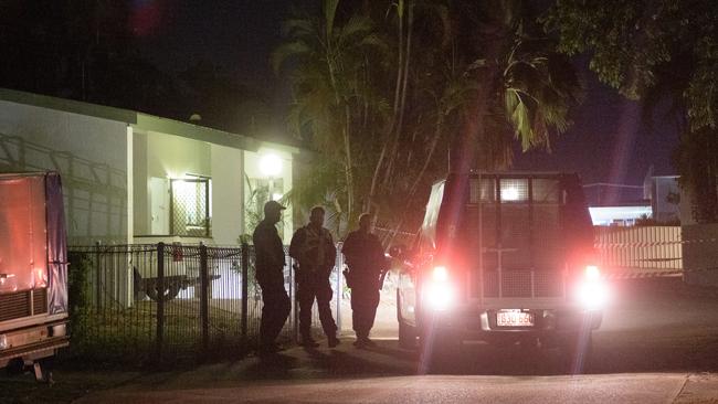 Police cordon off a block of units where a person was shot by a gunman in the suburb of The Gardens in Darwin. Picture: AAP