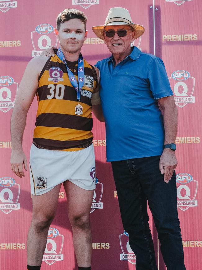 Ky McKenzie won the Reserves best on ground award for the QAFL grand final. Picture: Clyde Scorgie