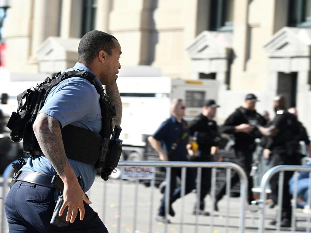 Police respond after shots were fired near the Kansas City Chiefs' Super Bowl LVIII victory parade in Kansas City, Missouri. Picture: AFP