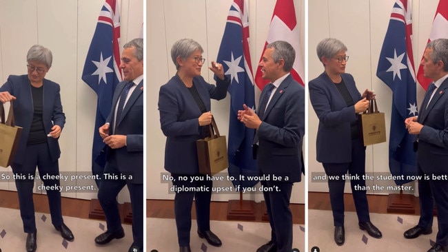 Senator Penny Wong with Ignazio Cassis in Switzerland.