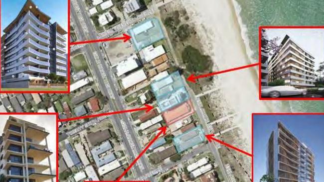 Sites where there are plans to build towers at Palm Beach.