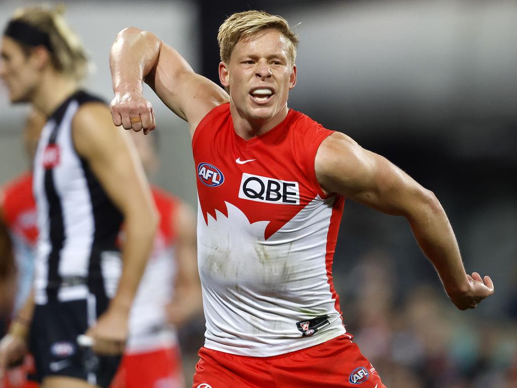 Isaac Heeney came up clutch for Sydney against Collingwood. Picture: Phil Hillyard.