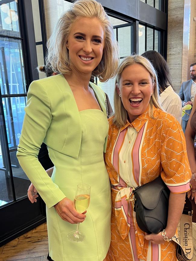 BRIGHT IDEAS: Dressed by stylist Chris Kontos, Channel 7’s Elspeth Hussey was channelling Cher from Clueless in an outfit from The Wolf Gang, while Melanie Flintoft wore her new sustainable label Sunset Lover.