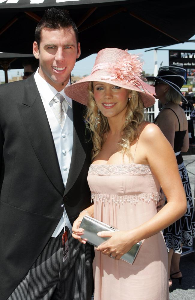 Grant Hackett and Sophie Faulkiner at Derby Day 2004. Picture: Gregg Porteous