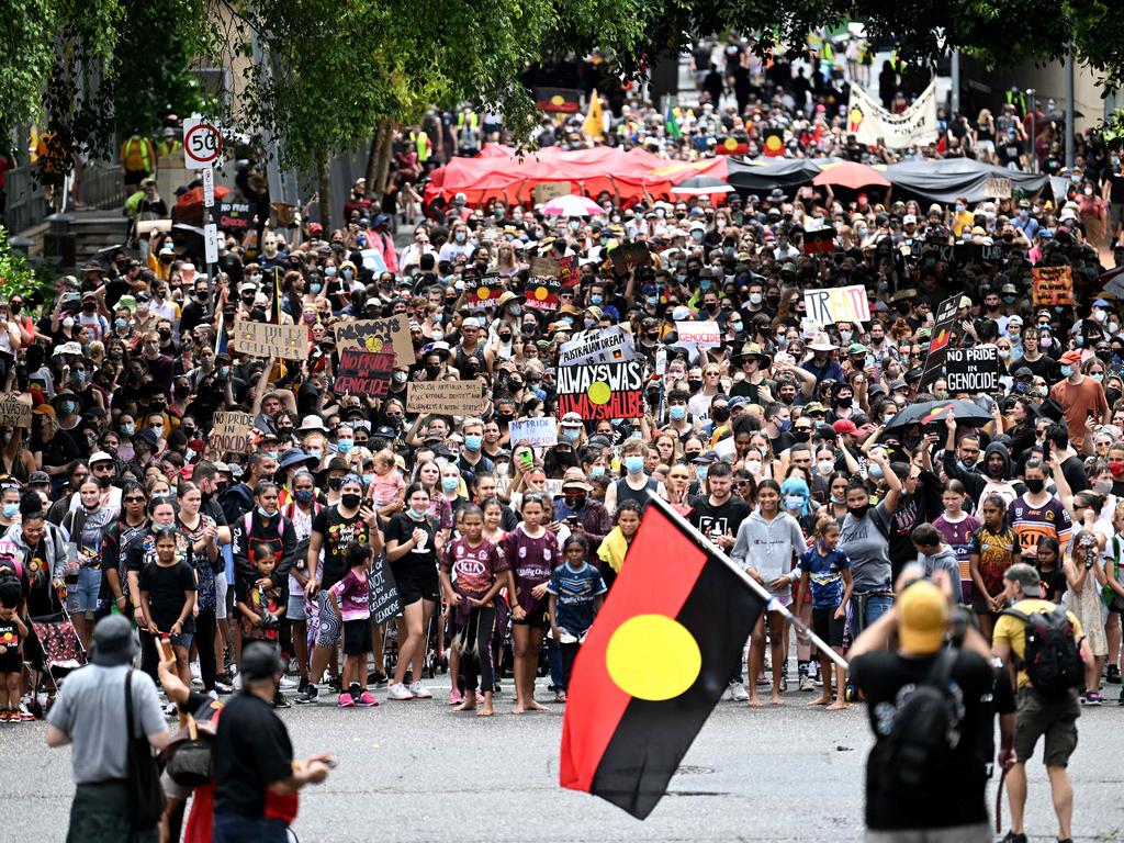 Huge crowds joined the march in Brisbane. Picture: NCA NewsWire / Dan Peled