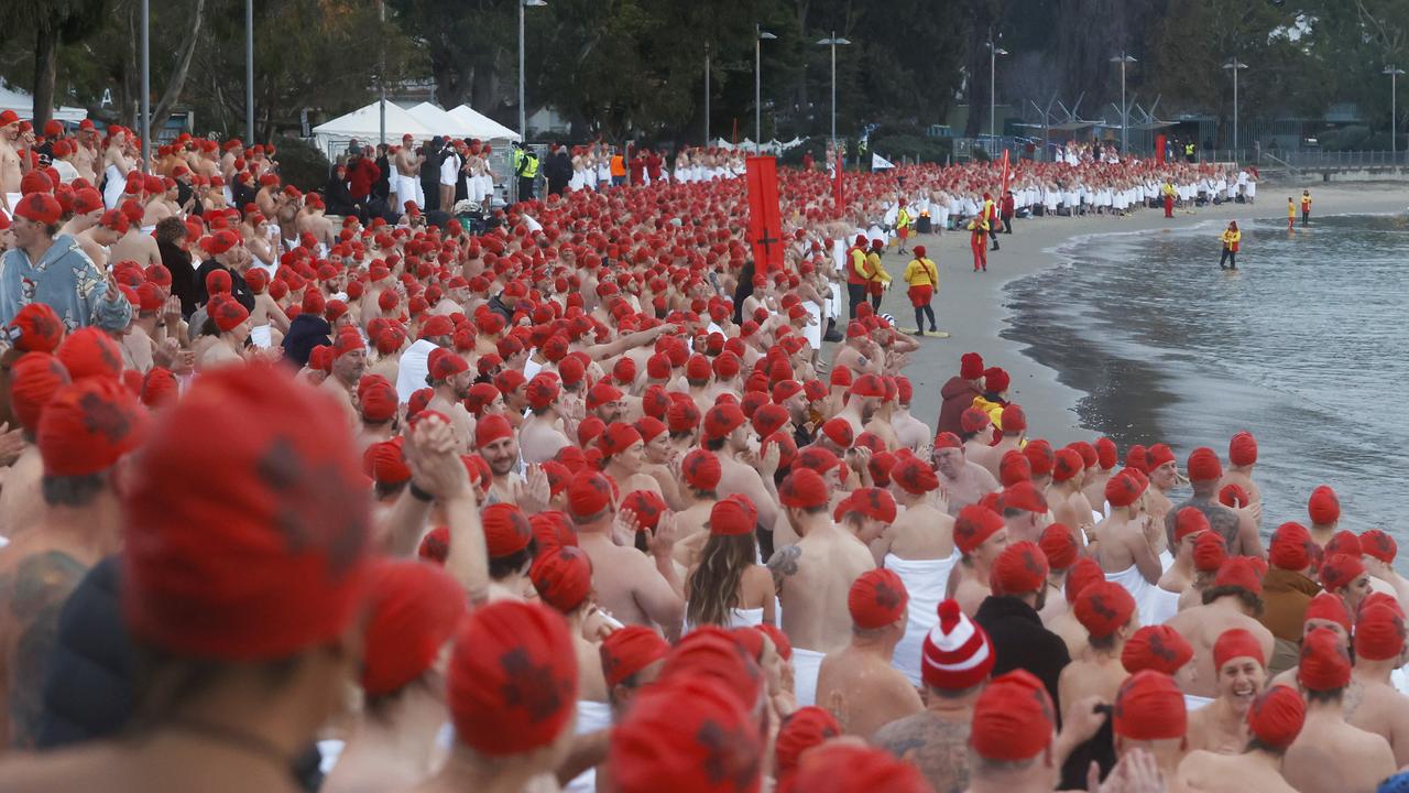 Dark Mofo Nude Solstice Swim 2024 at Long Beach Sandy Bay. Picture: Nikki Davis-Jones