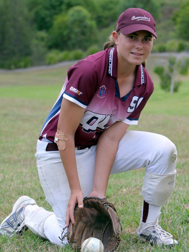 Jade Wall in 2005 after making the U19 softball team. Picture: Kate Czerny