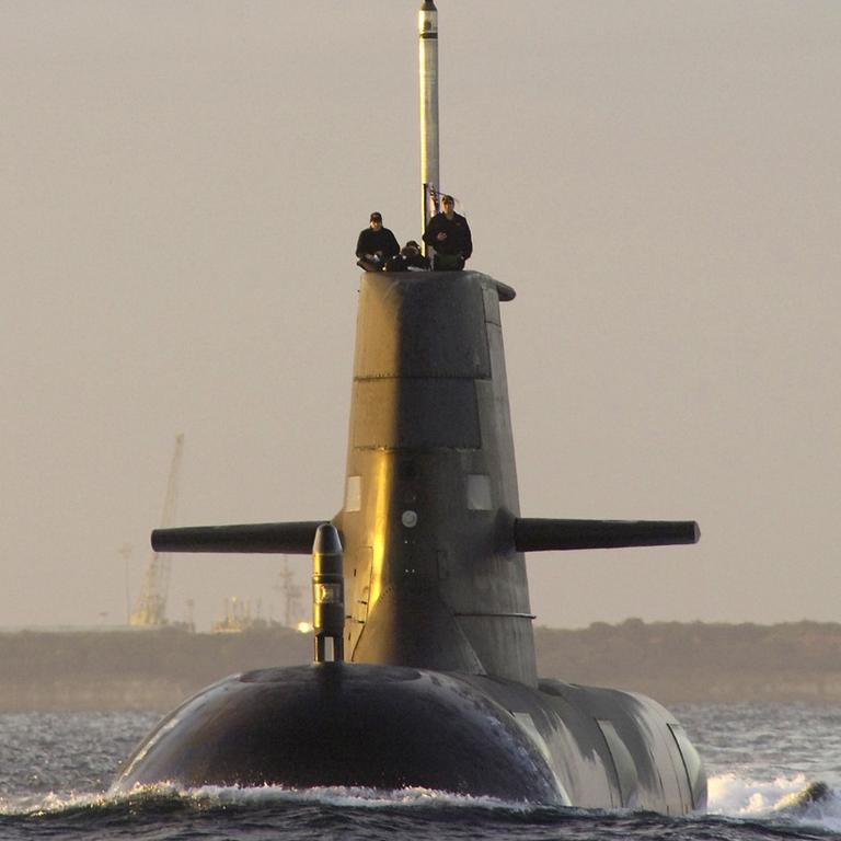 HMAS Collins – a Collins Class submarine- in West Australian waters. Picture: Damian Pawlenko