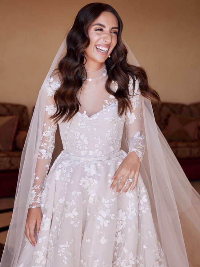 The bride wore a custom Paolo Sebastian gown, complete with a 4.5 metre train. Picture: Lost In Love Photography