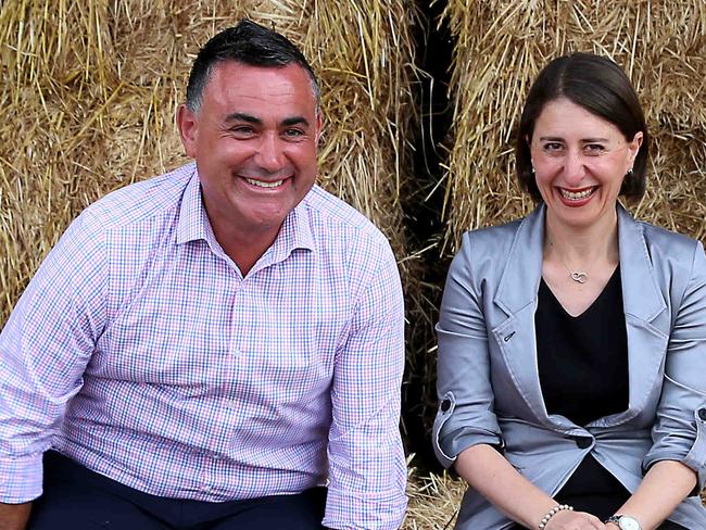 DAILY TELEGRAPH. NSW Premier Gladys Berejiklian and Deputy Premier John Barilaro on the campaign trail in Lismore.  Pic Nathan Edwards.