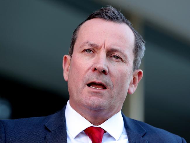 Western Australia Premier Mark McGowan speaks to the media during a press conference in Perth, Friday, May 1, 2020. (AAP Image/Richard Wainwright) NO ARCHIVING
