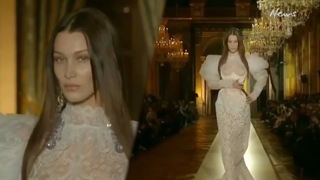 Bella Hadid closes the Vivienne Westwood show in a wedding dress