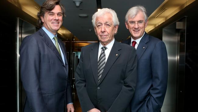 Frank Lowy’s (C) reign as head of the FFA is coming to an end. Will his son replace him?