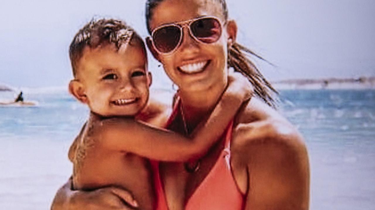 Hannah Clarke and her son Trey on a trip to the beach.