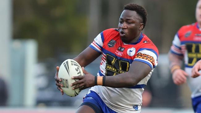 Emu Plains first grade centre Geofery Duku played his part in round two of the Penrith and District Junior Rugby League season. Picture: Steve Montgomery