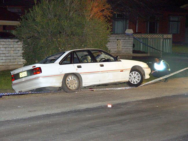 The white Holden Commodore that ploughed into the crowd.