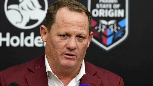 Maroons coach Kevin Walters attends the post match press conference after Game 1 of the 2018 State of Origin series at the MCG in Melbourne, Wednesday, June 6, 2018. (AAP Image/Joe Castro) NO ARCHIVING, EDITORIAL USE ONLY