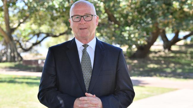 Sunshine Coast Mayor Mark Jamieson fronts the media at Cotton Tree.  Photo: John McCutcheon / Sunshine Coast Daily