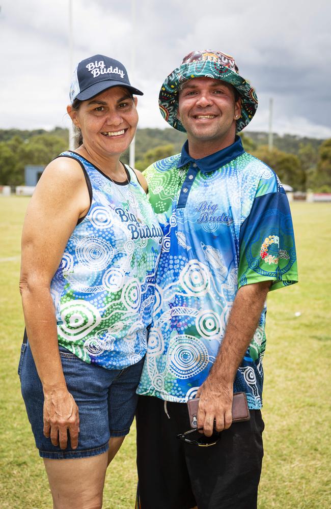 Dionne Connolly and Firebrace Wharton of Goondir Health Services at the Warriors Reconciliation Carnival women's games at Jack Martin Centre hosted by Toowoomba Warriors, Saturday, January 18, 2025. Picture: Kevin Farmer