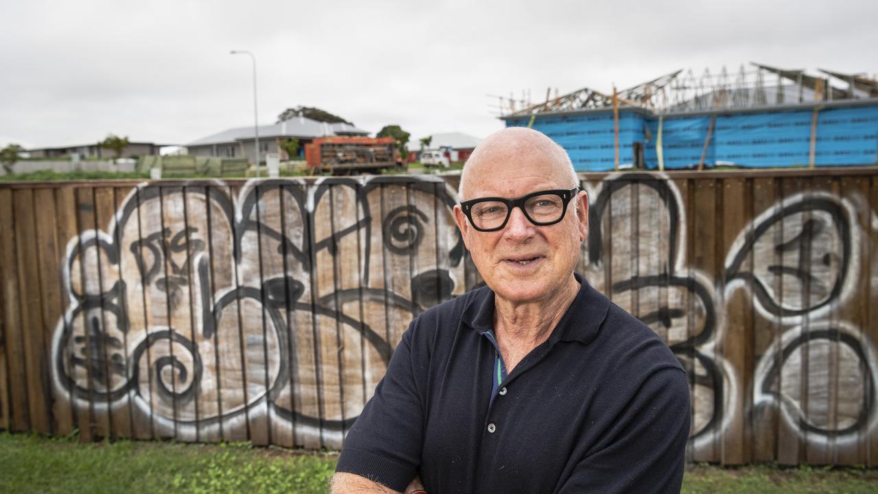 Hallmark Property Group CEO Ian Knox is disturbed by graffiti at Wirraglen Estate in Kleinton, Wednesday, December 11, 2024. Picture: Kevin Farmer