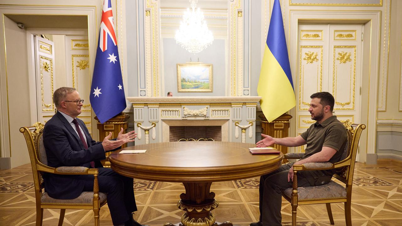 Ukrainian President Volodymyr Zelenskyy thanked Anthony Albanese for his historic visit. Picture: AFP