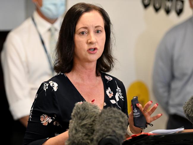 Queensland Health Minister Yvette D’Ath speaks at a press conference at the newly opened Everleigh State School in Greenbank. Picture: NCA NewsWire / Dan Peled