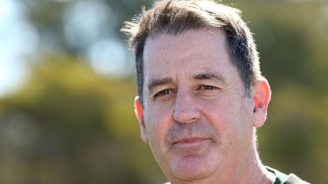 PERTH, AUSTRALIA – AUGUST 20: Ross Lyon speaks to the media during a press conference following the announcement of his sacking from the Fremantle Dockers on August 20, 2019 in Perth, Australia. (Photo by Paul Kane/Getty Images)