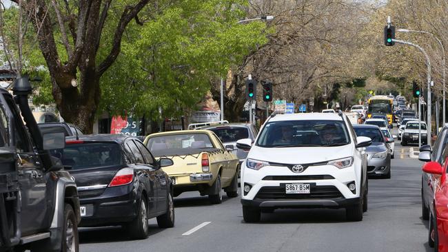 Traffic chaos in Hahndorf’s main street. Picture: Emma Brasier