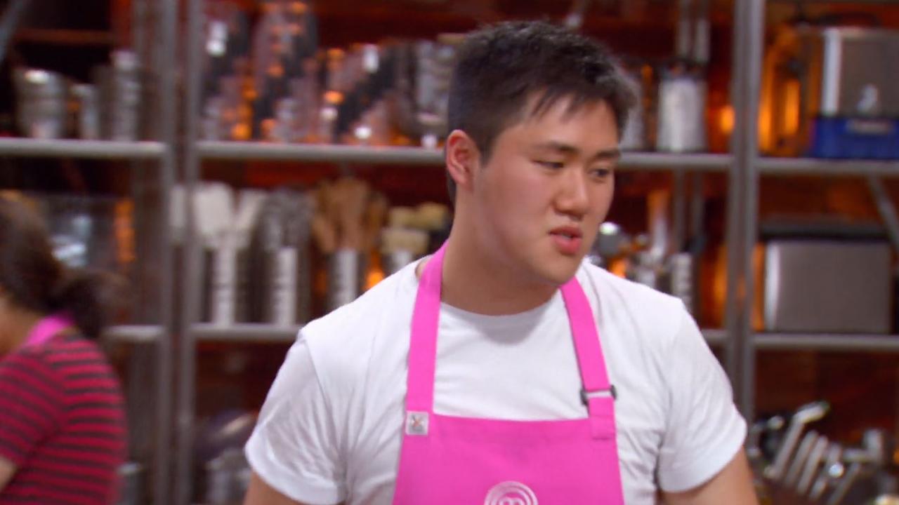 Eric is in a world of pain trying to fillet a fish. Picture: Channel 10