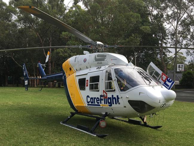 Emergency services were called to treat an 84-year-old male after a vehicle collided with him on Lane Cove Road in North Ryde on Tuesday afternoon. Picture: CareFlight