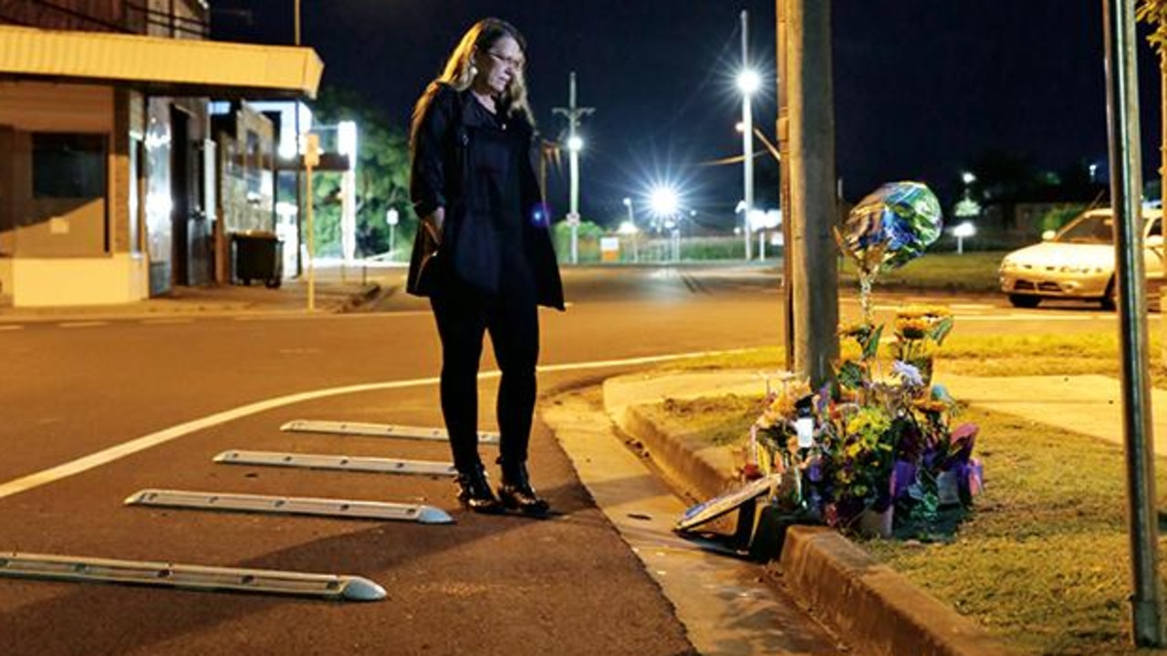 Vicki Blackburn at the site of her daughter’s death where community members laid tributes to the 23 year old.