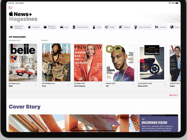 EMBARGO: 3AM OCT 1 2019. A subscription service for digital magazines and newspapers, Apple News+, will launch in Australia on October 1.