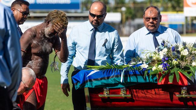 John Ah Kit was farewelled at a state funeral at TIO Stadium by many hundreds of mourners. Picture: Che Chorley