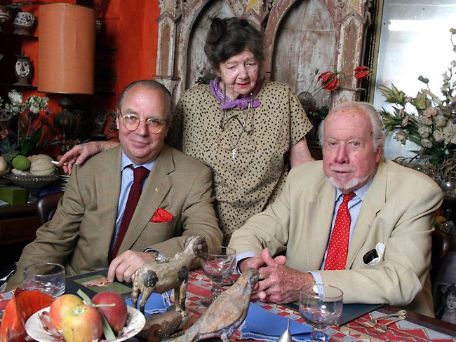 <p>Margaret Olley hosts lunch for Tim Storrier and Jeffrey Smart, on his visit to Australia from Tuscany. Picture: Sarah Rhodes</p>