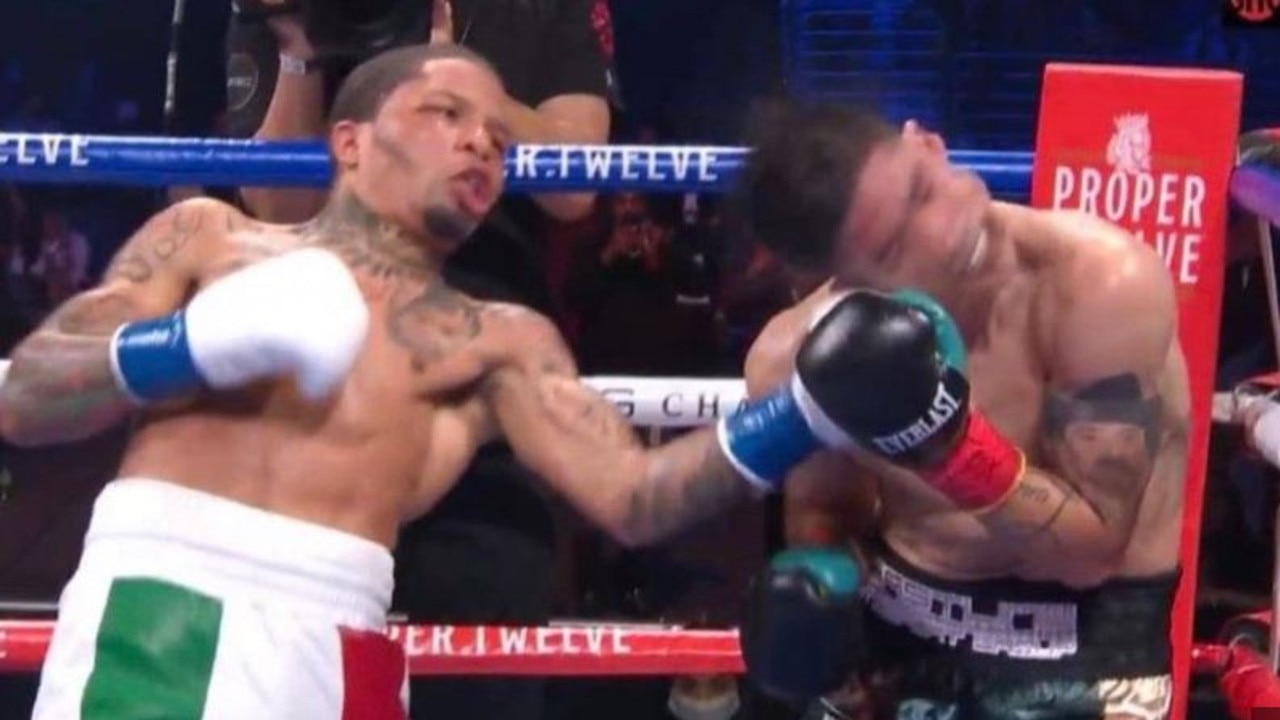 Gervonta Davis knockout video Leo Santa Cruz reaction card