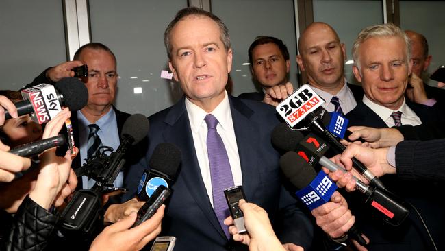 Bill Shorten leaves the Royal Commission after giving evidence into Trade Union Governance and Corruption. Picture: Adam Taylor