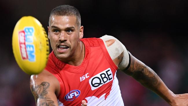 Lance Franklin didn’t kick a goal in his 250th game. Picture: AAP