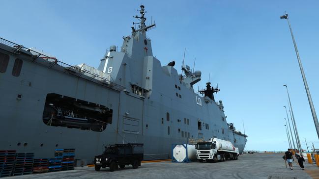 Inside the HMAS Adelaide ahead of Exercise Keris Woomera, the first bilateral amphibious activity exercise between the Australian Defence Force and Indonesian National Armed Forces. Picture: Zizi Averill