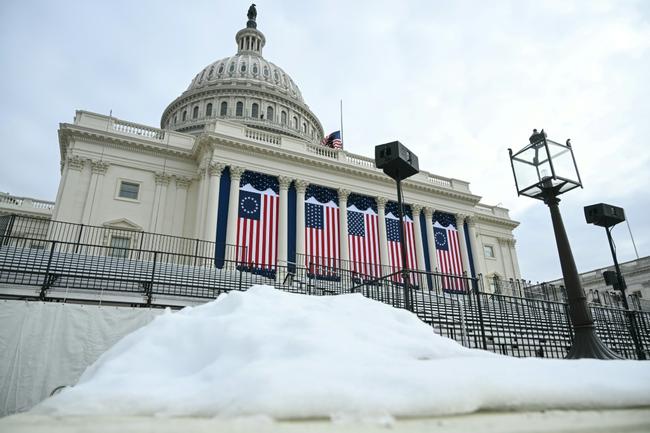 Snow piled up at the US Capitol, where the presidential inauguration will take place -- Donald Trump said the ceremony would be indoors due to the cold