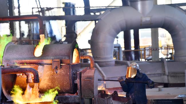 A smelter at the Olympic dam mine in the far north of South Australia. Picture: David Mariuz / AAP